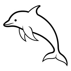 Outline drawing of a leaping dolphin on transparent background