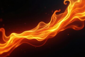 Fototapeta premium Intertwined fiery orange and yellow streaks on black , dark, modern