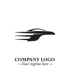 Car Running Fast Logo Symbol in Black on the White Background with Dynamic Speed Design