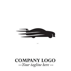 Car Running Fast Logo Symbol in Black on the White Background with Dynamic Speed Design