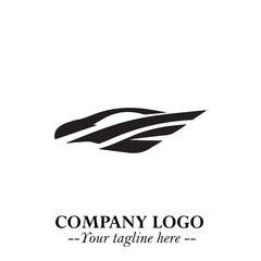 Fototapeta premium Car Running Fast Logo Symbol in Black on the White Background with Dynamic Speed Design