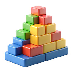 Fototapeta premium 3d colorful building blocks pyramid isolated on transparent background