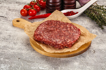Raw beef burger cutlet for grill