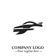 Car Running Fast Logo Symbol in Black on the White Background with Dynamic Speed Design
