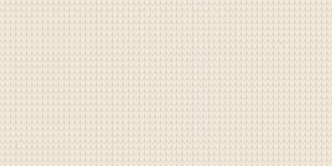 Cozy pattern with knitted effect. Beige pastel background. Horizontal knitted blanket template. Vector graphics