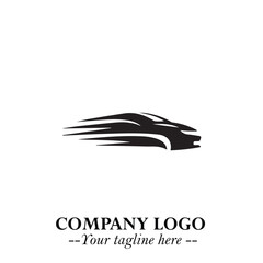 Car Running Fast Logo Symbol in Black on the White Background with Dynamic Speed Design