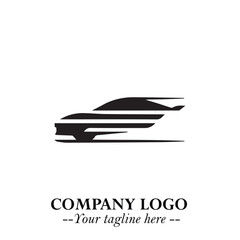 Car Running Fast Logo Symbol in Black on the White Background with Dynamic Speed Design