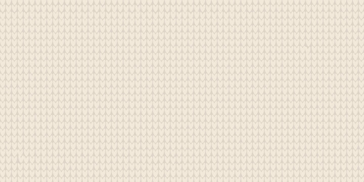 Cozy pattern with knitted effect. Beige pastel background. Horizontal knitted blanket template. Vector graphics