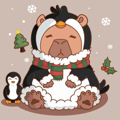 Fototapeta premium Capybara Penguin EPS file