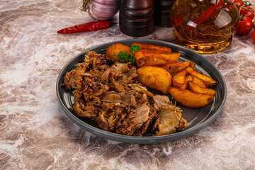 Baked shredded pork with potato