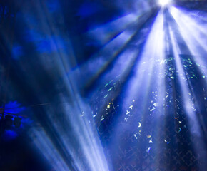 Stage spotlights. Lights beams for showing presentation.