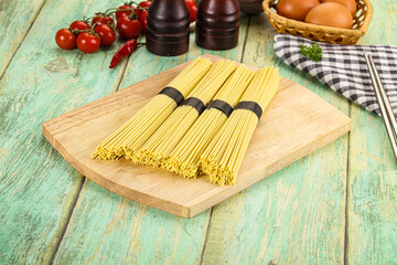 Raw dry uncooked egg noodles