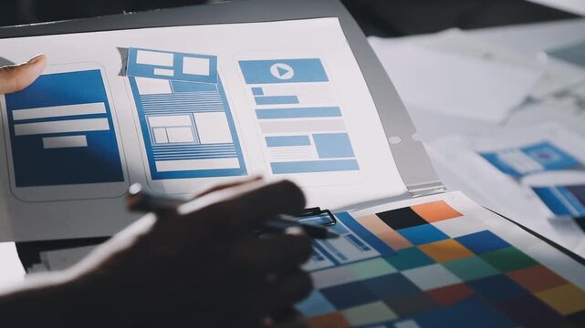 team of UI UX web designer are working together to develop mobile responsive websites with UI UX front end designer previews