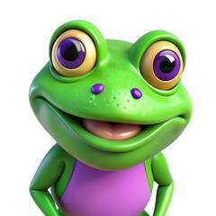 Fototapeta premium 3d cute cartoon frog character isolated on transparent background