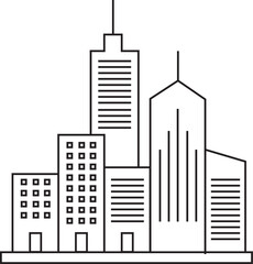 Fototapeta premium City Skyline Outline PNG Vector Icon