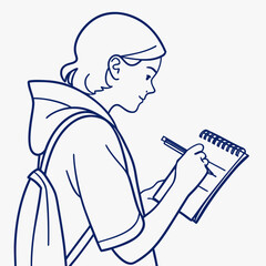 Girl writing in notebook