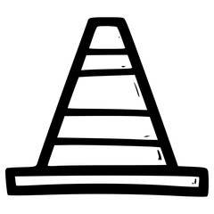 doodle traffic cone illustration hand drawn outline vector