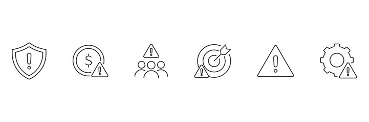 Risk Management line icon. Operation management icon. Risk analysis, risk investment, minimizing losses, plan, low cost, collection. Vector illustration.