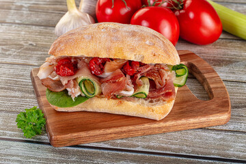 Ciabatta with cured parma and tomato