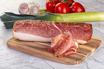 Dry parma pork meat piece