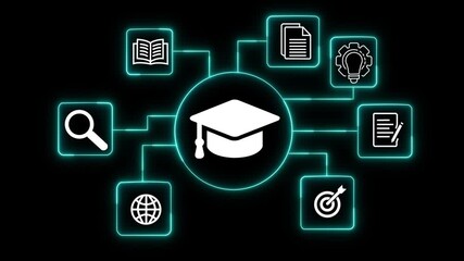 solutions concept on the transparent background. Intelligent tutoring systems and personalized learning. Motion graphics of tutoring idea. 4k video animation.