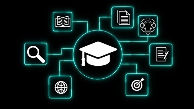 solutions concept on the transparent background. Intelligent tutoring systems and personalized learning. Motion graphics of tutoring idea. 4k video animation.