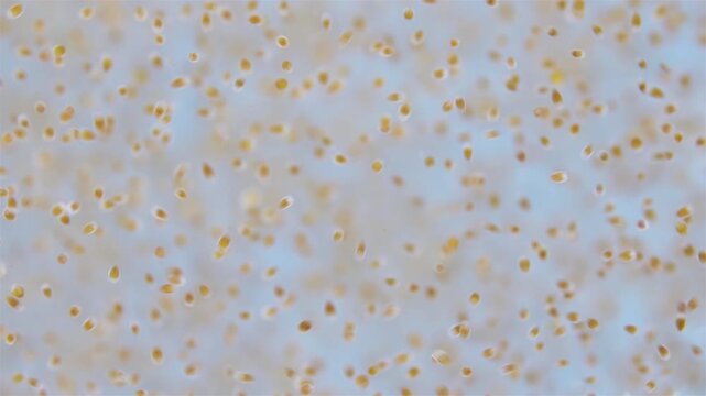 Trochophore larvae under a microscope, possibly at stage of parenchymella from phylum Porifera. Sample was in White Sea.