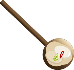 한국 전통 명절 설날에 먹는 떡국 한스푼