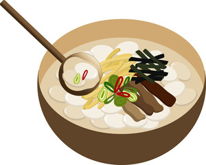 한국 전통 명절 설날에 먹는 떡국 한 그릇