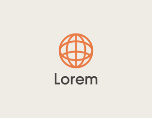 This logo design represents global connectivity, featuring a simplified globe design with intersecting lines, suggesting unity and communication across cultures.
