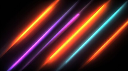 Fototapeta premium Abstract composition of colorful neon light lines against a black background