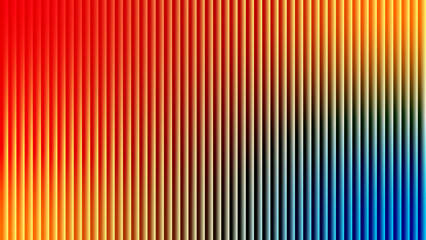 Vibrant vertical stripes of color transition from bright red and orange to yellow green and finally deep blue creating an abstract gradient background, Bright and airy design perfect for clean, vibran