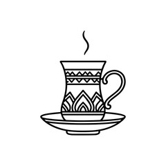 Arabic Tea Cup Line Art — Minimal Islamic Coffee Cup PNG Illustration