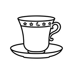 Ramadan Tea Cup Outline — Islamic Iftar Coffee Cup Illustration PNG