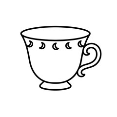 Islamic decorative tea cup outline illustration