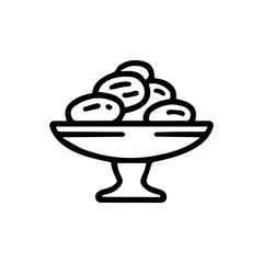 Dates in Bowl Line Art – Ramadan Food Illustration