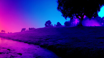 Vivid, colorful landscape digital art	