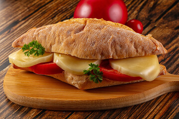 Sandwich with mozzarella and tomato