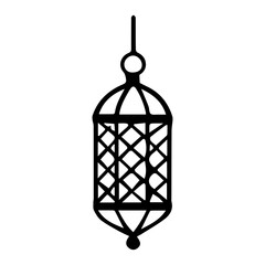Minimal Arabic Lantern Line Art — Simple Ramadan Hanging Lamp PNG Illustration