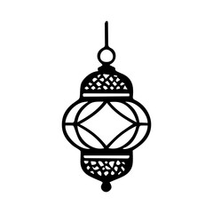 Ornamental Arabic Lantern Line Art
