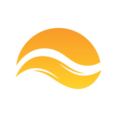 Abstract orange and yellow curved shapes on white background vector