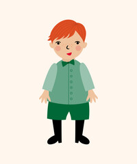 Little red haired boy, cute child illustration.