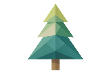 Fototapeta premium Low poly christmas tree with geometric design, representing holiday season and winter celebration on transparent background