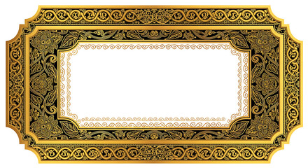 Ornate Rectangular Frame with Golden Floral Design