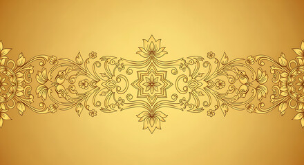 Elegant Floral Ornament on Gold Background for Decoration