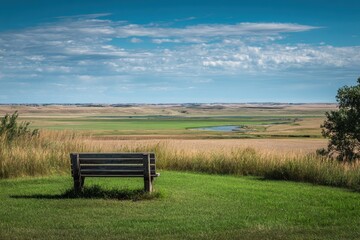 Vibrant Countryside Landscape: Standing Rock Protest Scene with Green Fields and Nature's Beauty