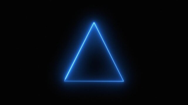 Abstract neon triangle on a black background. Neon frame.