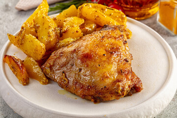 Baked chicken thighs with potatoes