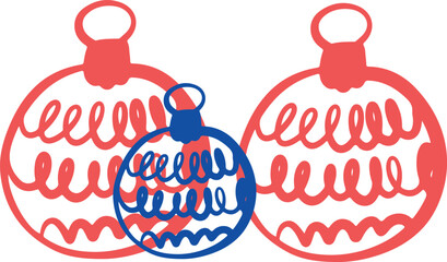 Christmas Ornament Line Art Sketch, Minimal Hand Drawn Holiday Decoration, New Year Bauble Illustration	
