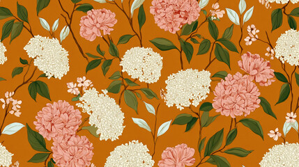 Vintage Inspired Floral Seamless Pattern with Delicate Blossom